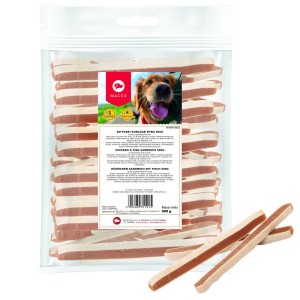 Maced paski kurczak ryba 500g miękki przysmak pies