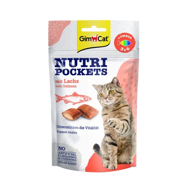 Przysmak dla kota odkłaczający łosoś omega 60g Gimcat