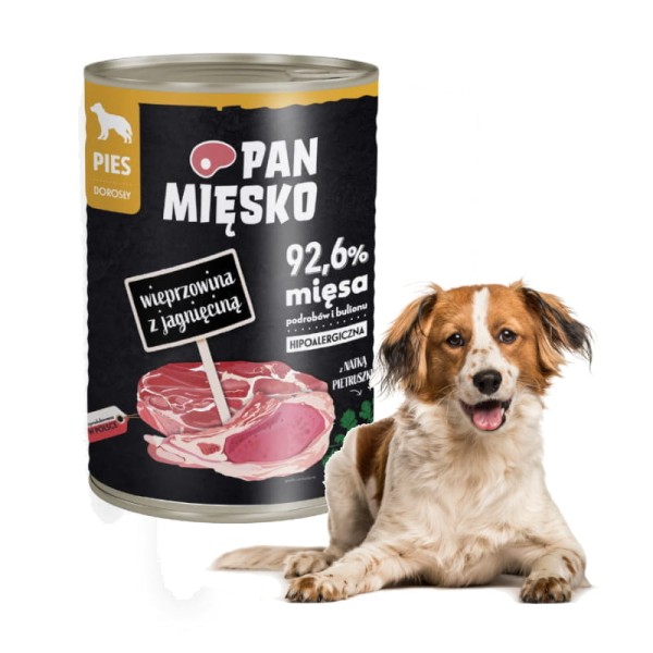 Karma dla psa WIEPRZOWINA z jagn. Pan Mięsko 400g 