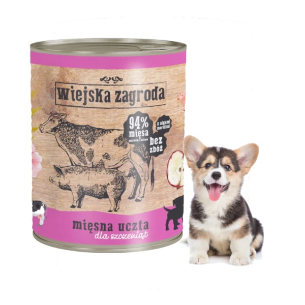 Wiejska Zagroda Karma mokra dla szczeniąt Mięsna Uczta 800g