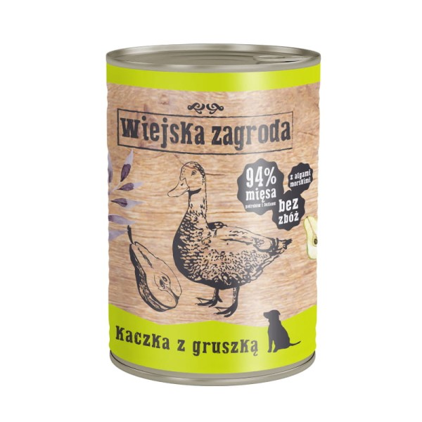Karma mokra dla psa kaczka gruszka 400g Wiejska Zagroda