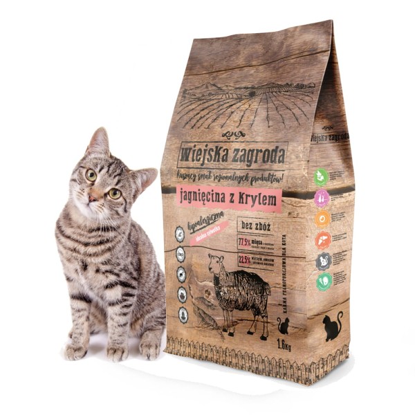 Karma sucha dla kota jagnię kryl 1,6kg Wiejska Zagroda