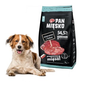 Karma sucha dla psa wieprzowina dzik 3kg PAN MIĘSKO