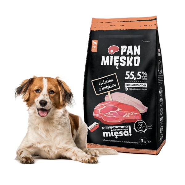 Karma sucha dla psa cielęcina indyk 3kg PAN MIĘSKO