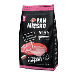 Karma dla szczeniąt XS cielęcina przepiórka 3kg PAN MIĘSKO