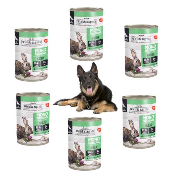 Karma dla psa KRÓLIK MONO Wiejska Zagroda 6x400g