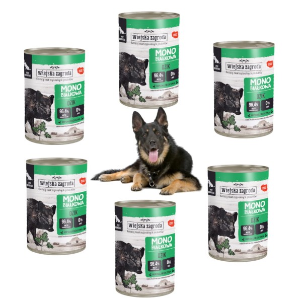 Karma mokra dla psa DZIK MONO Wiejska Zagroda 6x400g