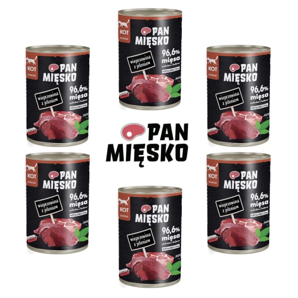 Karma dla kota WIEPRZOWINA z jel. Pan Mięsko 6x400g