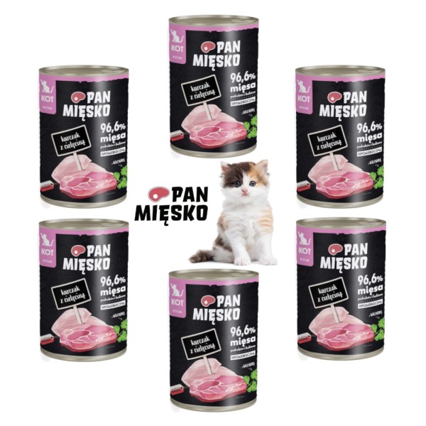 Karma KURCZAK z cielęciną Pan Mięsko 6x400g dla kociąt