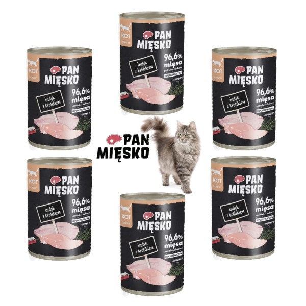 Karma dla kota INDYK z królikiem Pan Mięsko 6x400g