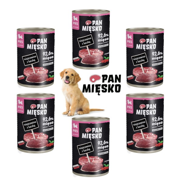 Karma dla szczeniąt WIEPRZOWINA z kaczką 6x400g