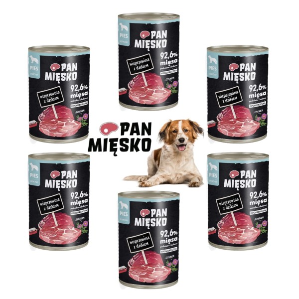 Karma dla psa WIEPRZOWINA z dzikiem Pan Mięsko 6x400g