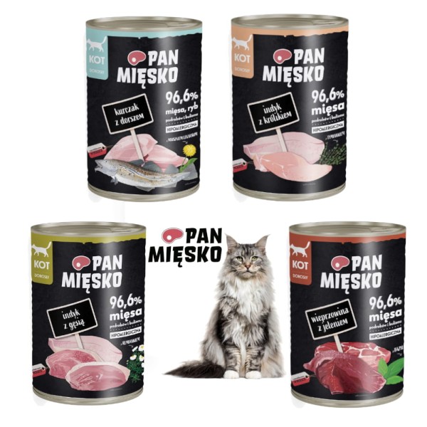 Karma dla kota mix smaków Pan Mięsko 4x400g