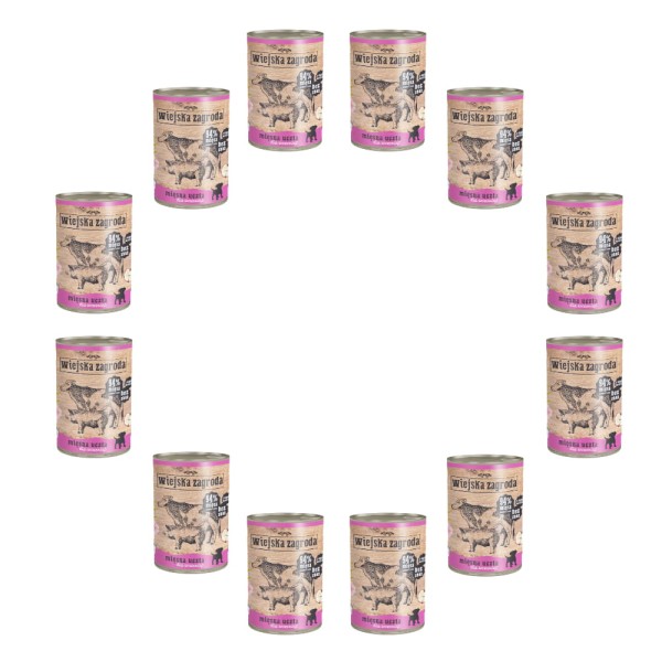 Karma szczeniak Mięsna Uczta 12x400g Wiejska Zagroda