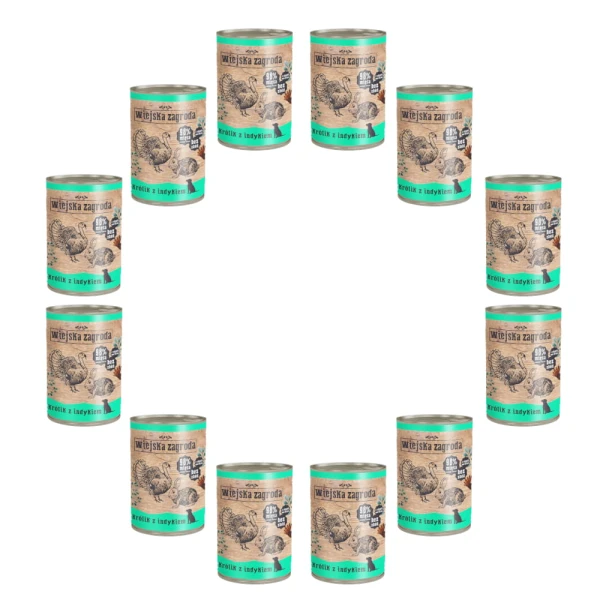 Wiejska Zagroda Karma mokra dla psa królik indyk 12x400g