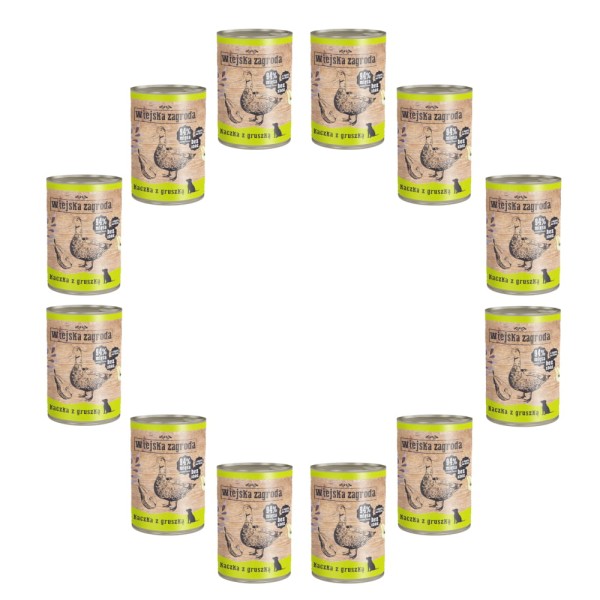 Karma mokra dla psa kaczka gruszka 12x400g Wiejska Zagroda