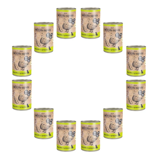 Karma mokra dla psa kaczka gruszka 12x800g Wiejska Zagroda