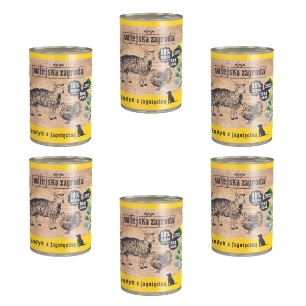 Wiejska Zagroda Karma mokra dla psa indyk jagnię 6x400g