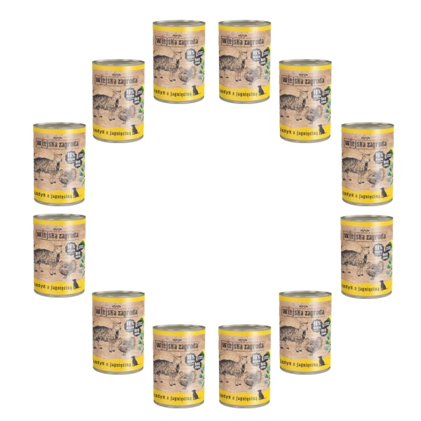 Karma mokra dla psa indyk jagnię 12x400g Wiejska Zagroda