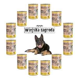 Karma mokra dla psa indyk jagnię 12x800g Wiejska Zagroda