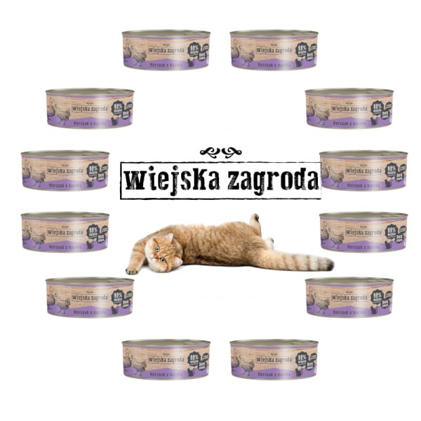 Karma dla kota kurczak kaczka 12x85g Wiejska Zagroda