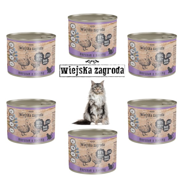 Karma dla kota kurczak kaczka 6x200g Wiejska Zagroda