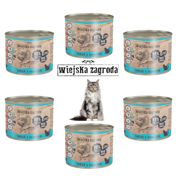 Karma dla kota indyk łosoś 6x200g Wiejska Zagroda