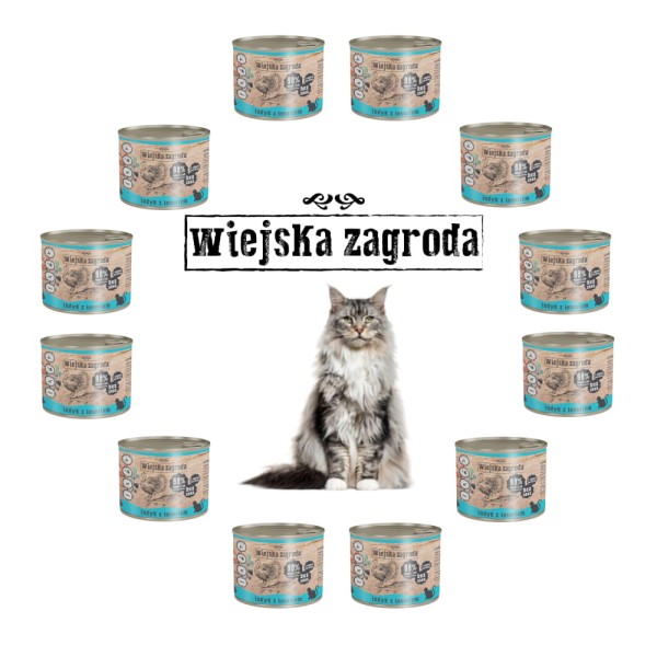 Karma dla kota indyk łosoś 12x200g Wiejska Zagroda