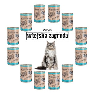 Karma dla kota indyk łosoś 12x400g Wiejska Zagroda