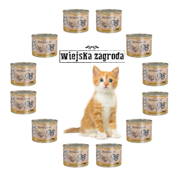 Karma dla kociąt kurczak indyk 12x200g Wiejska Zagroda