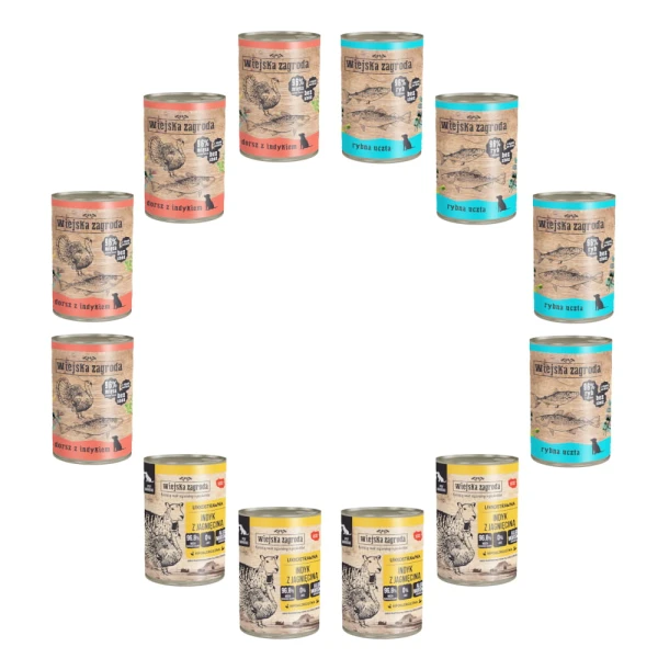 Karma mokra MIX dla psa 12x400g Wiejska Zagroda