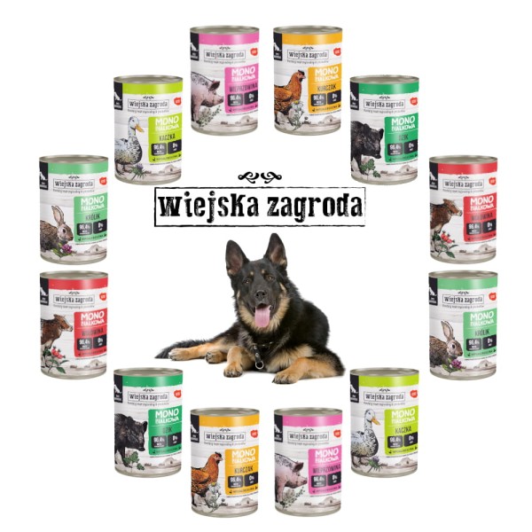 Karma dla psa MONO Wiejska Zagroda 12x400g MIX