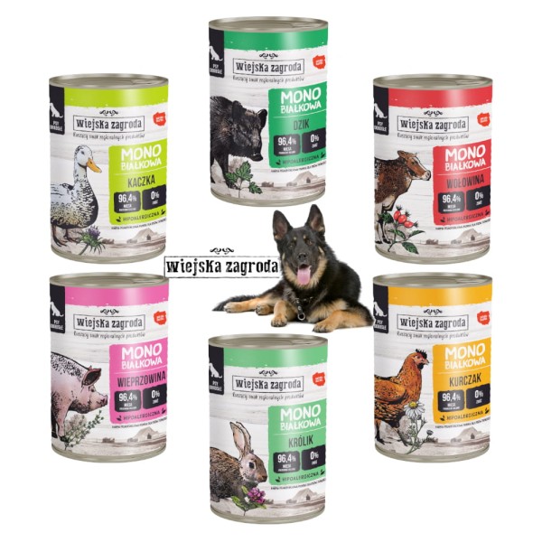 Karma dla psa MONO Wiejska Zagroda 6x400g MIX