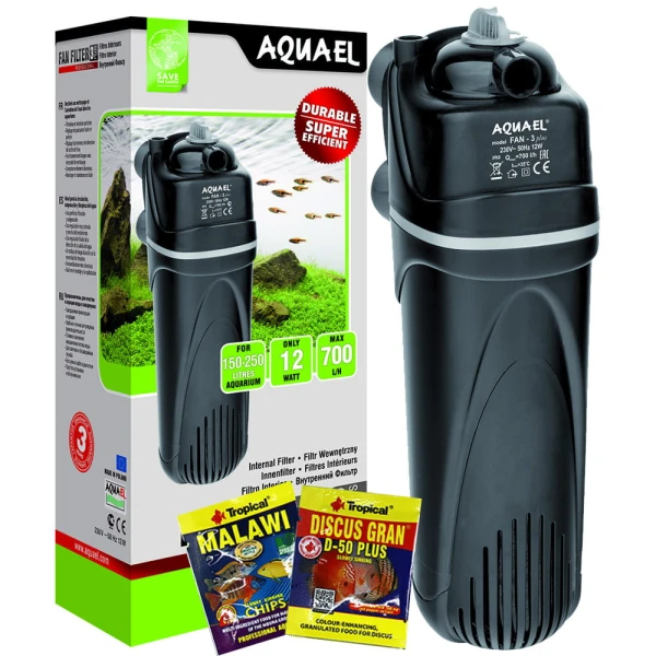 Aquael Fan 3 Plus Filtr Wewnętrzny do Akwarium 150-250l 12W Cichy