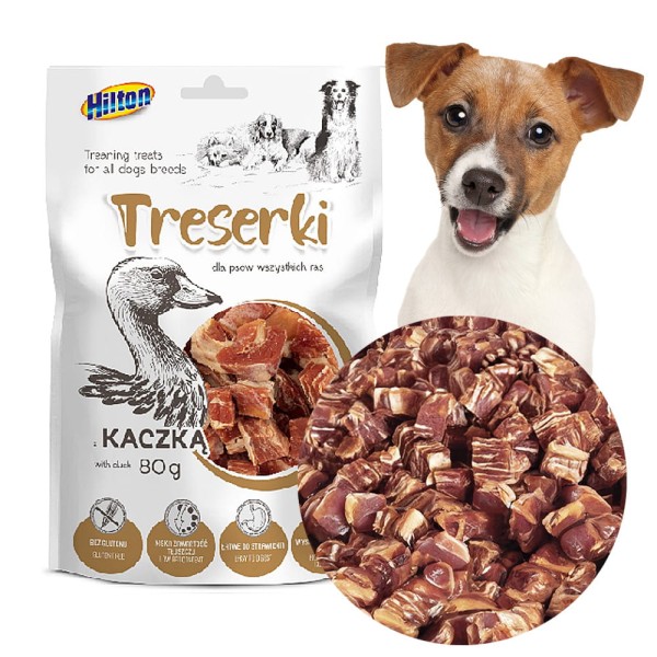 TRESERKI Z KACZKĄ smaczki przysmak dla psa 80g HILTON