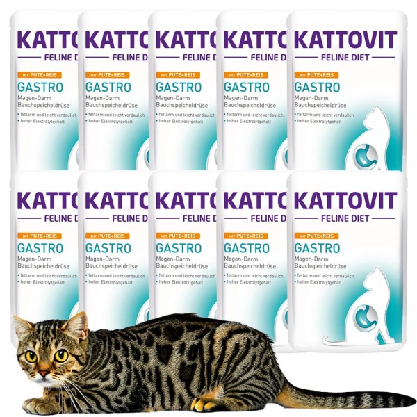 Kattovit GASTRO dla kota indyk z ryżem PAKIET 10x85g