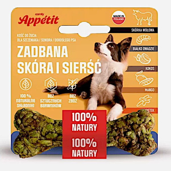 Gryzak dla psa KOŚĆ zdrowa SKÓRA/SIERŚĆ 10cm