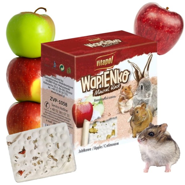 Kostka wapienna z jabłkiem 40g dla gryzoni królika