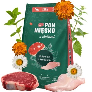 Sucha karma dla psa WOŁOWINA z królikiem ZIOŁOWY PAN MIĘSKO 3kg rozmiar M