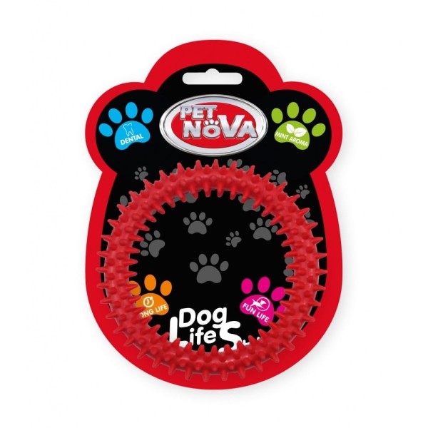 Zabawka dla psa RING ringo z kolcami dental czerwona 12,5cm Pet Nova