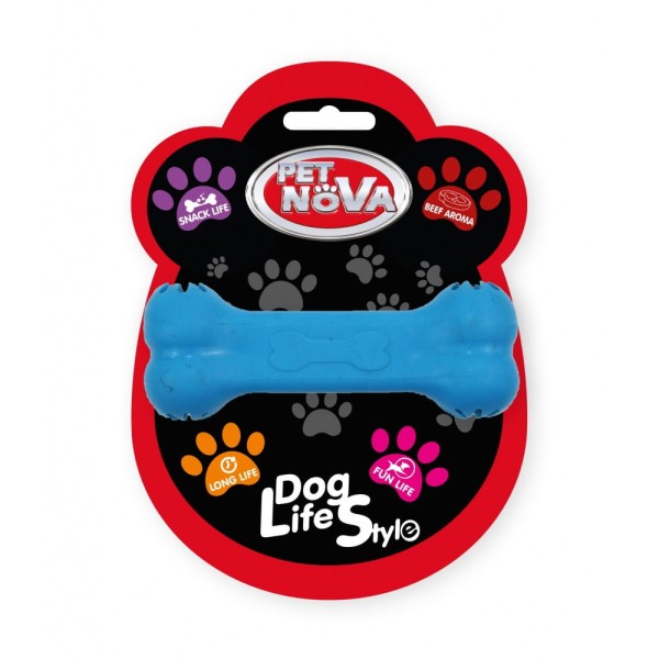 Zabawka dla psa kość gumowana przysmaki niebieska 11cm Pet Nova
