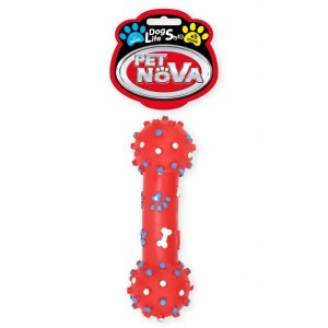 Zabawka dla psa hantel z piszczałką gryzak 26cm czerwony Pet Nova