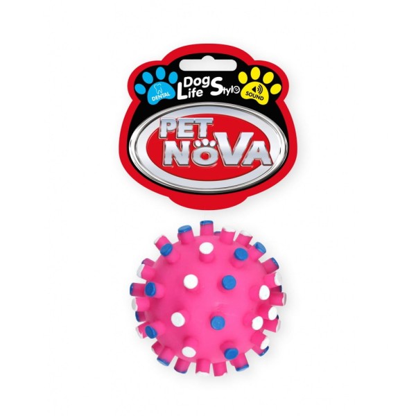 Zabawka dla psa piłka z piszczałką piszcząca 7cm różowa Pet Nova