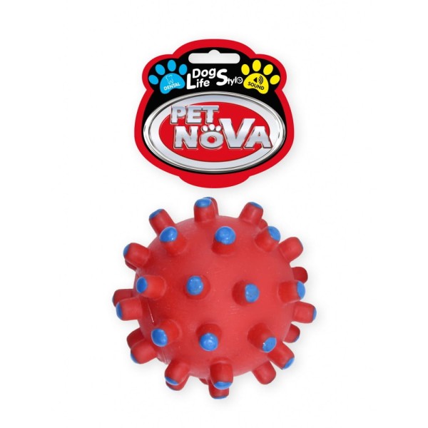 Zabawka dla psa piłka z piszczałką piszcząca 11cm czerwona Pet Nova