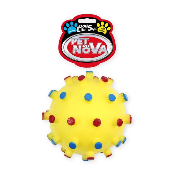 Zabawka dla psa piłka z piszczałką piszcząca 12cm żółta Pet Nova