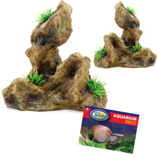 Ozdoba do akwarium SKAŁA KAMIENIE z trawką 15x10x16,5cm