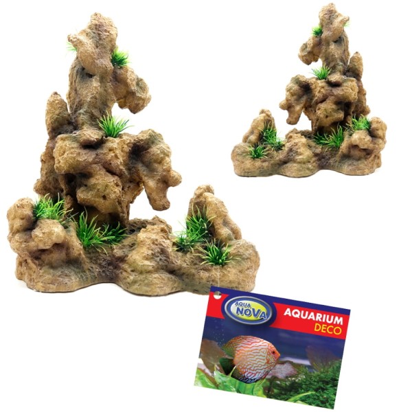 Ozdoba do akwarium SKAŁA KAMIENIE z trawką 27x15x32cm