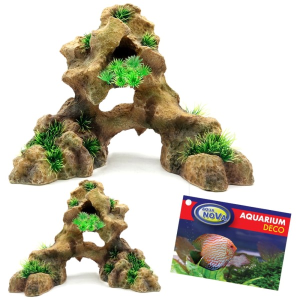 Ozdoba do akwarium SKAŁA KAMIENIE z trawką 32x18x25cm