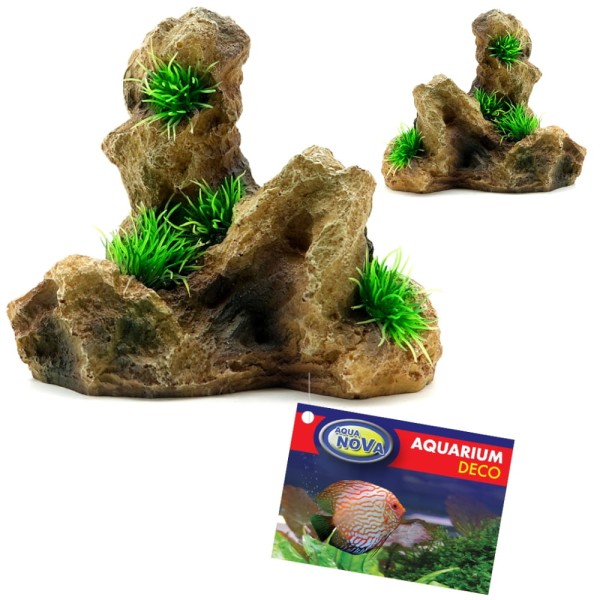 Ozdoba do akwarium SKAŁA KAMIENIE z trawką 14,5x9x13cm