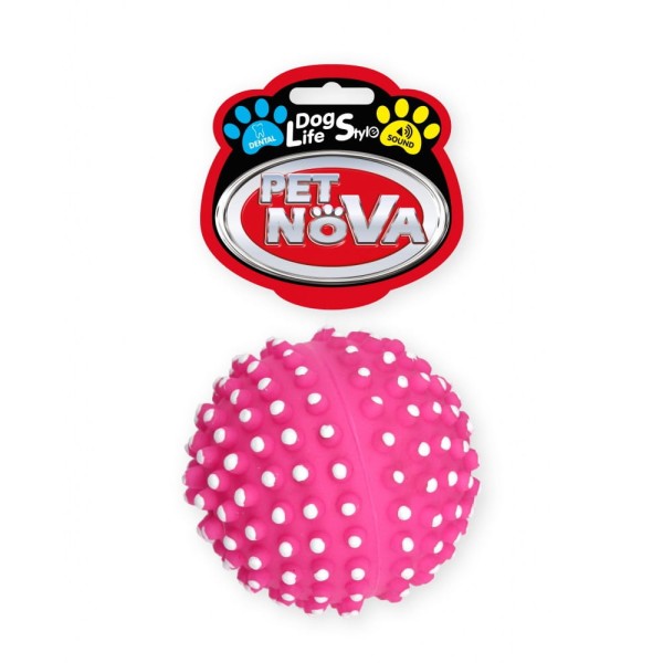 Zabawka dla psa piłka z piszczałką piszcząca 6,5cm różowa Pet Nova